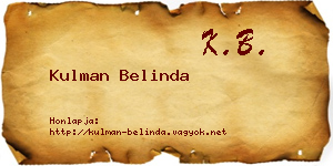 Kulman Belinda névjegykártya